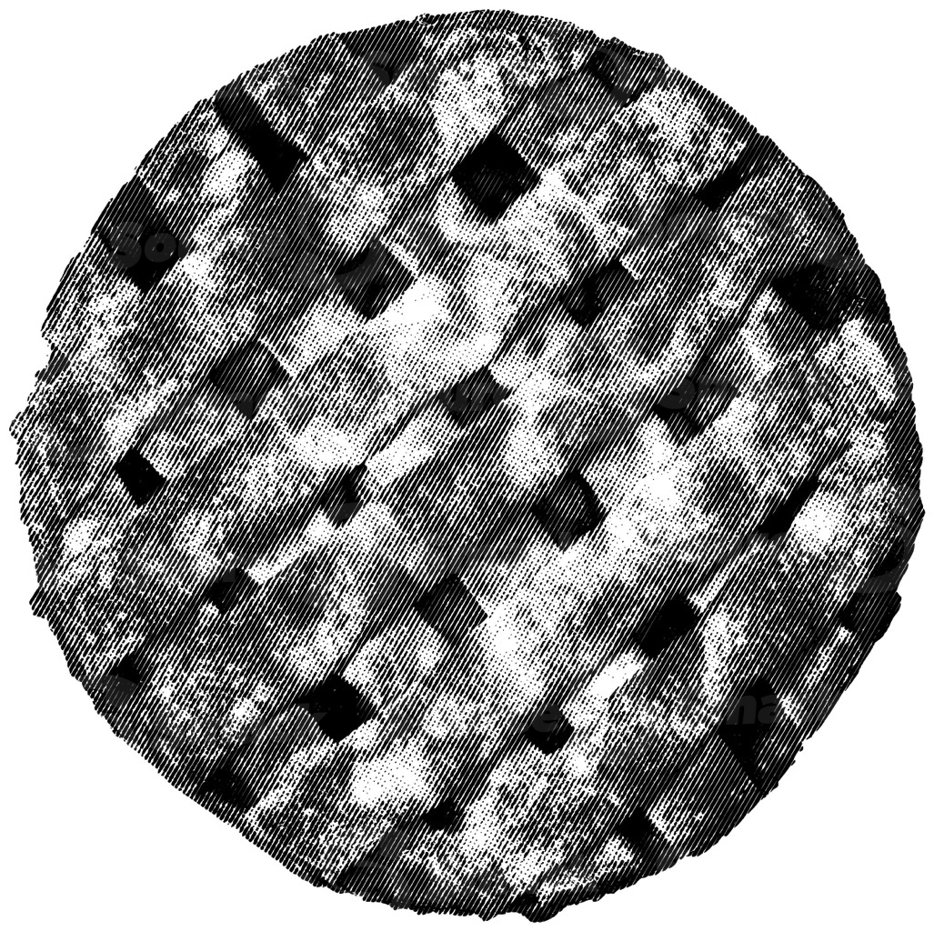 A halftone of a top view of a apple pie