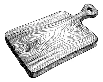 A wooden cutting board