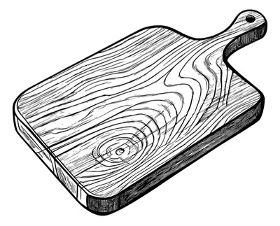 A wooden cutting board