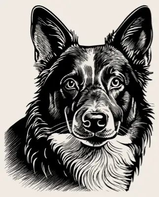 Head shot of an Australian Cattle dog.