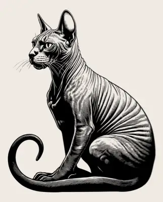 A full body shot of a sphynx cat.