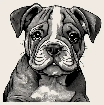 Head shot of a English Bulldog.