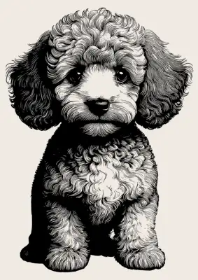 Head shot of a poodle puppy.