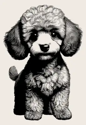 Head shot of a poodle puppy.
