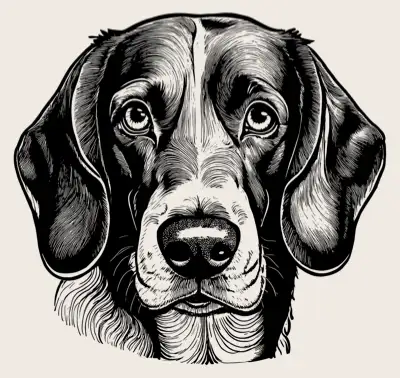 Head shot of a Beagle Hound dog.