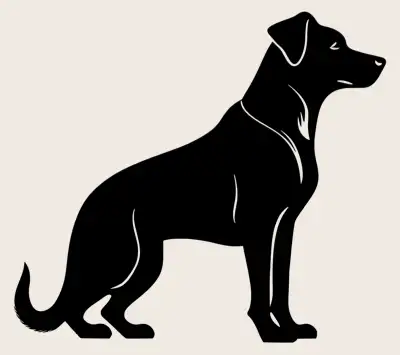 Full body shot of a Labrador Retriever dog.