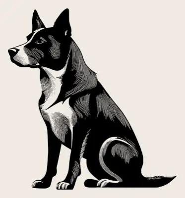 Full body shot of a dog.