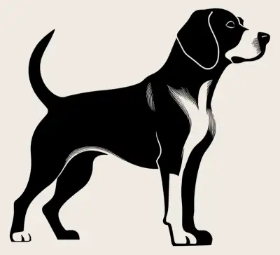 Full body shot of a Beagle Hound dog.