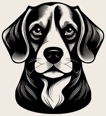 Head shot of a beagle dog