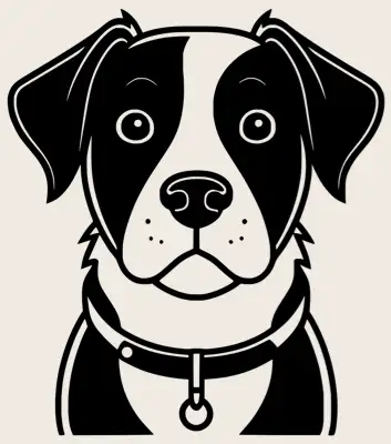 A head shot of a beagle dog wearing a collar