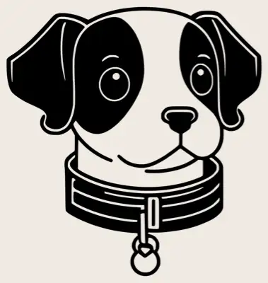 A head shot of a beagle dog wearing a collar