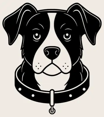 A head shot of a beagle dog wearing a collar